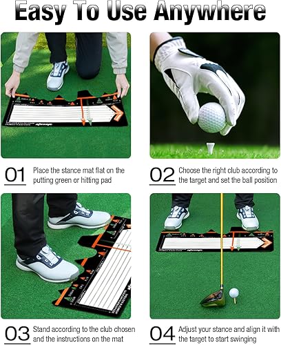 Miniatura 4 de Golf Training Mat for Beginners  Posture Assistance and Entry-Level Stance Corrector Trainer with Golf Training Aid and Practice Mats(Black)