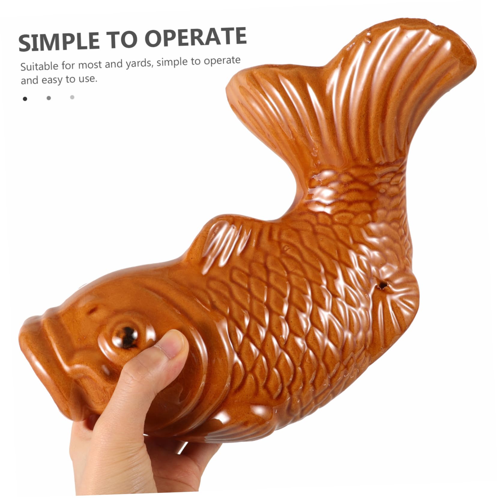 Cabilock Fontana Decorativa Ceramica con Spout Pesce per Giardino e Balcone Accessorio per Circolazione Stile Naturale per Piante e Laghetti