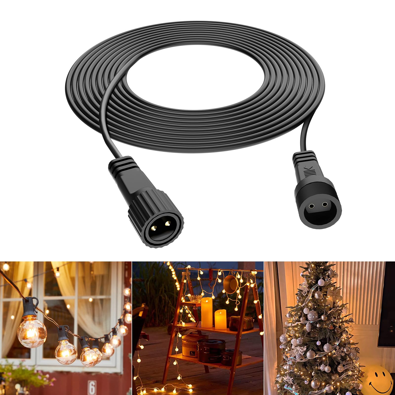 Etopgo Lichterkette Verlängerung 5m Mit Y-Splitter - IP65 Wasserdicht Für Weihnachtsbeleuchtung