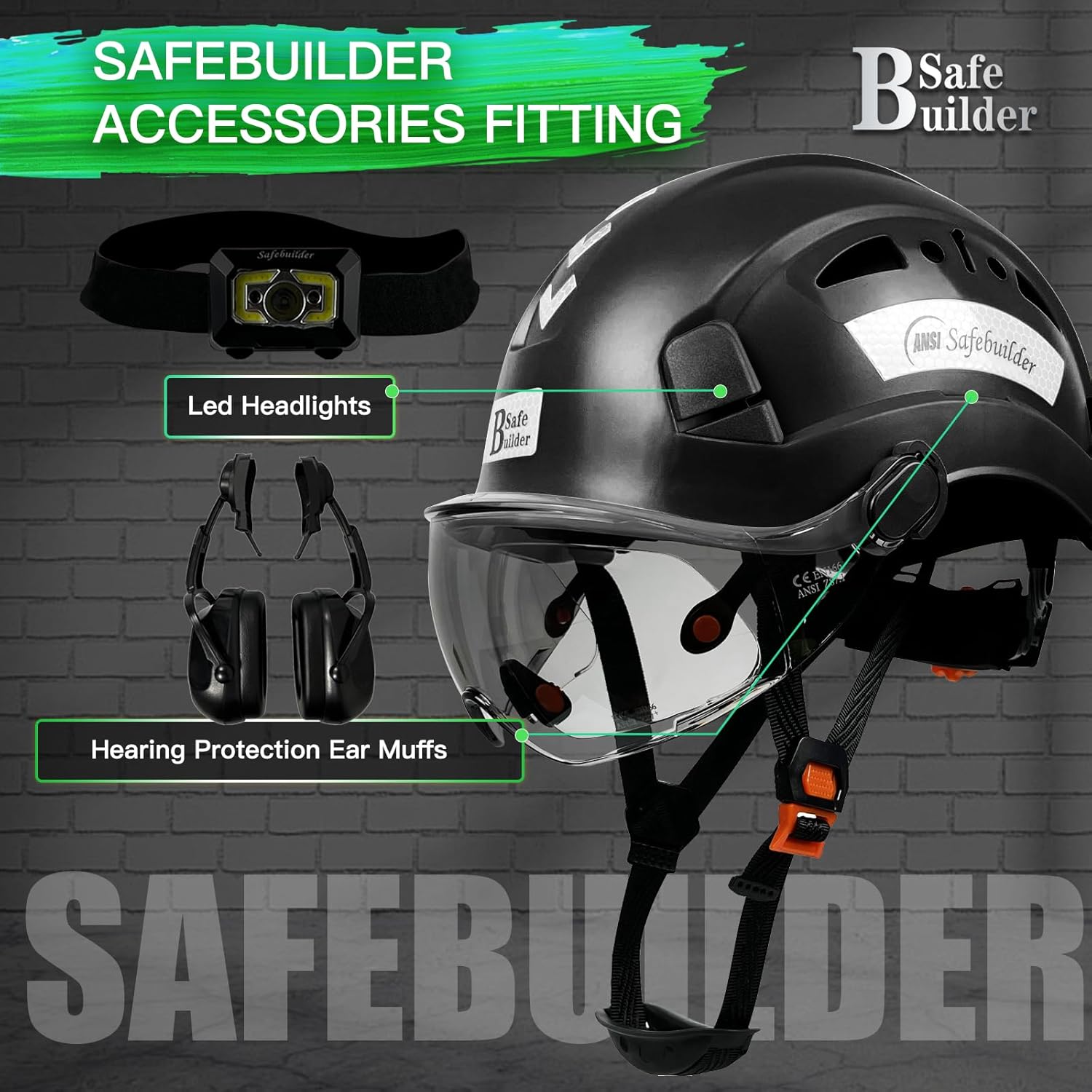 1PCS Safety Helmet Hard Hat with Visor Adjustable Lightweight Vented Work Helmet for Men ANSI Z89.1 Approved Industrial & Construction