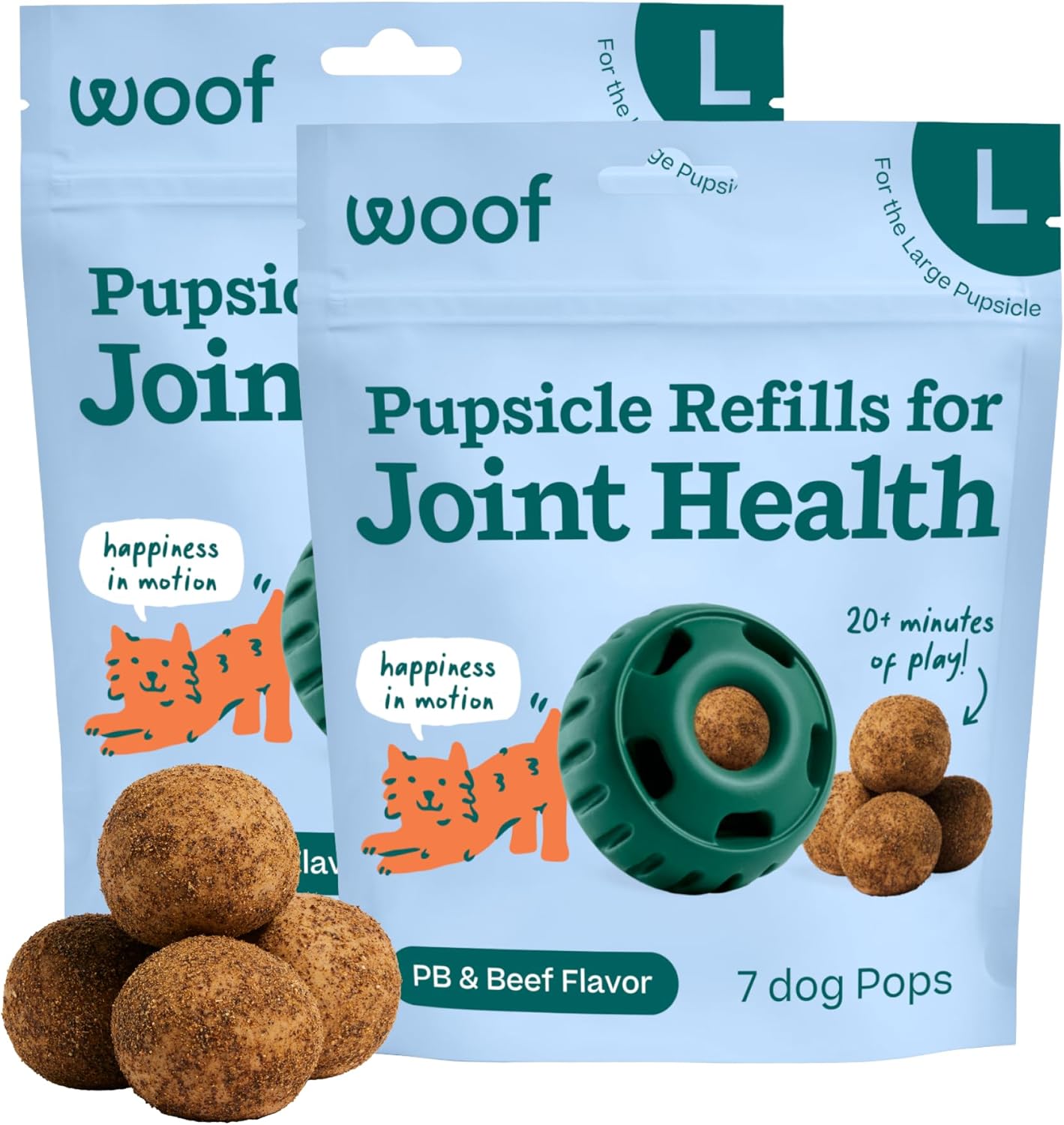 WOOF Hip & Joint Pupsicle Refill Pops - Dog Joint Supplement for The Pupsicle Toy to Support Joint Health, Recovery, and Mobility - Large Pops - 2 Pack