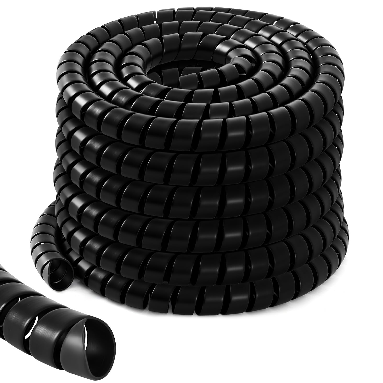 1 Pcs Spiral Wrap Cable Protector, Safe 1.25" Od x 40' Pre Cut Lengths Hydraulic Hose Protector Wrap to Avoid Wear and Extend Life for Hydraulic Pneumatic Hoses(Black)