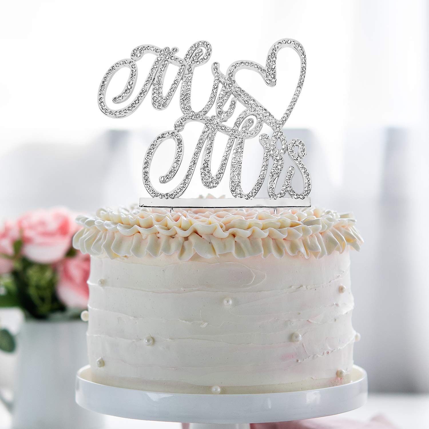 Mr And Mrs Wedding Cake Topper - Premium Silver Metal - Sparkly Wedding Bridal Shower Or Anniversary Cake Topper - Now Protected In A Box - View #5