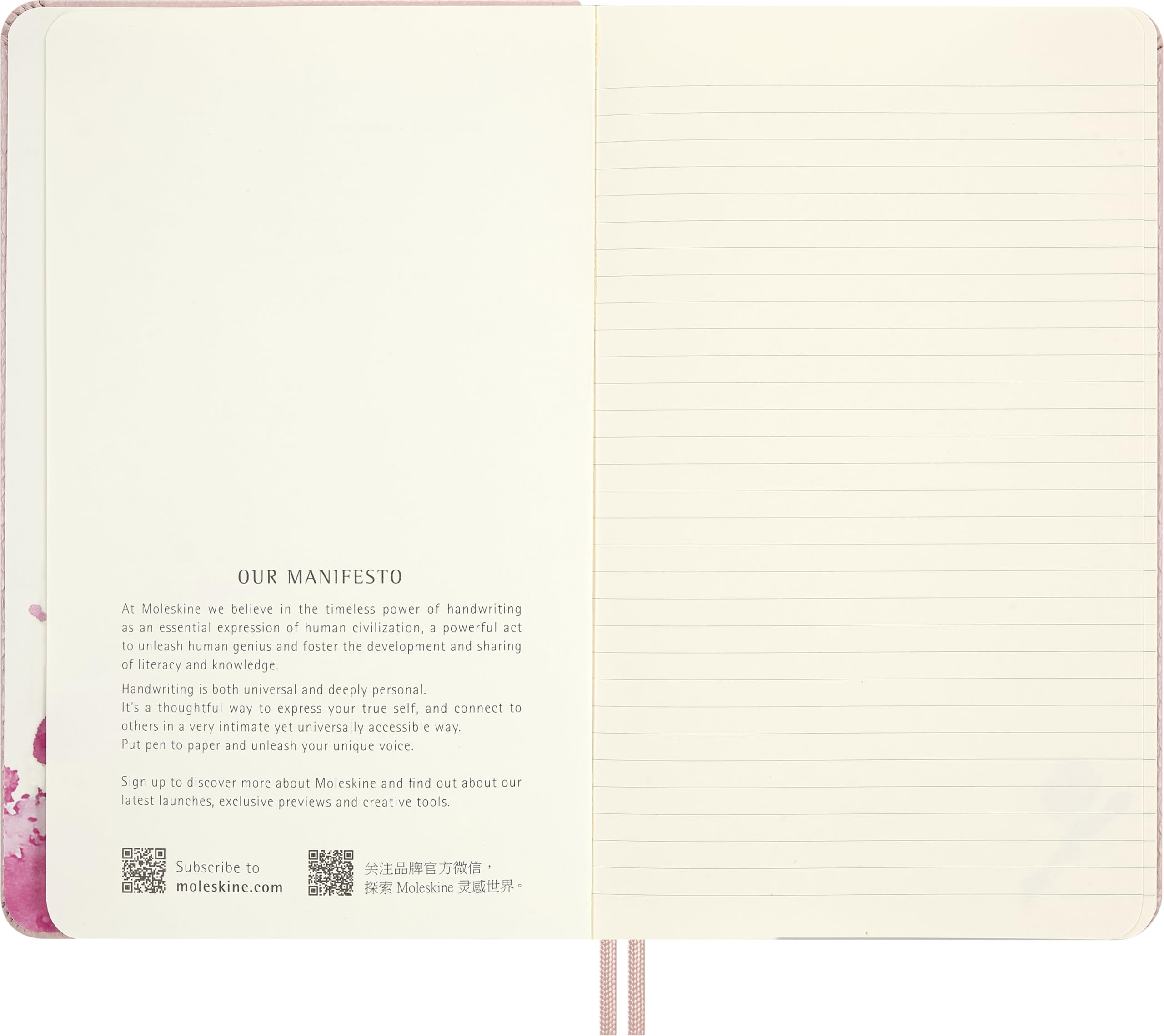 Moleskine Taccuino Precious & Ethical Sakura - Taccuino a Righe con Copertina Rigida Vegana Certificata VEGEA, in Confezione Regalo Riutilizzabile, Formato Large 13 x 21