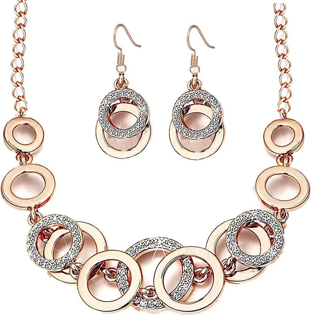 Jewellery Sets for Women Crystal Studded Necklace Jewellery set Bracelet with Earrings For Girls/Women