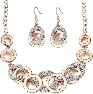 YouBellaJewellery Sets for Women Crystal Studded Necklace Jewellery Set with Earrings for Girls/Women