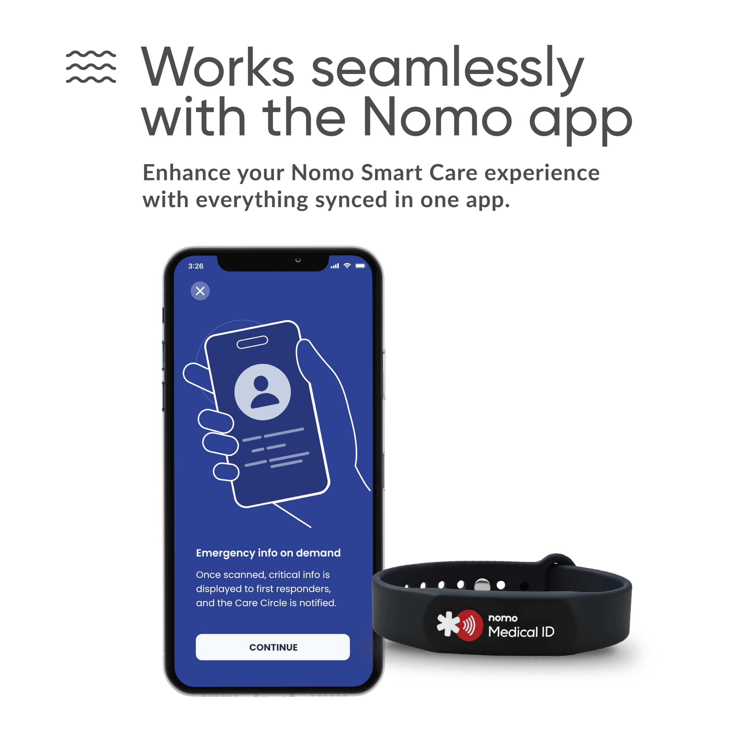 Pulsera de identificación médica para mujeres y hombres, habilitada para NFC, resistente al agua, información médica de emergencia y intercambio de ubicación cuando se escanea, actualiza fácilmente el