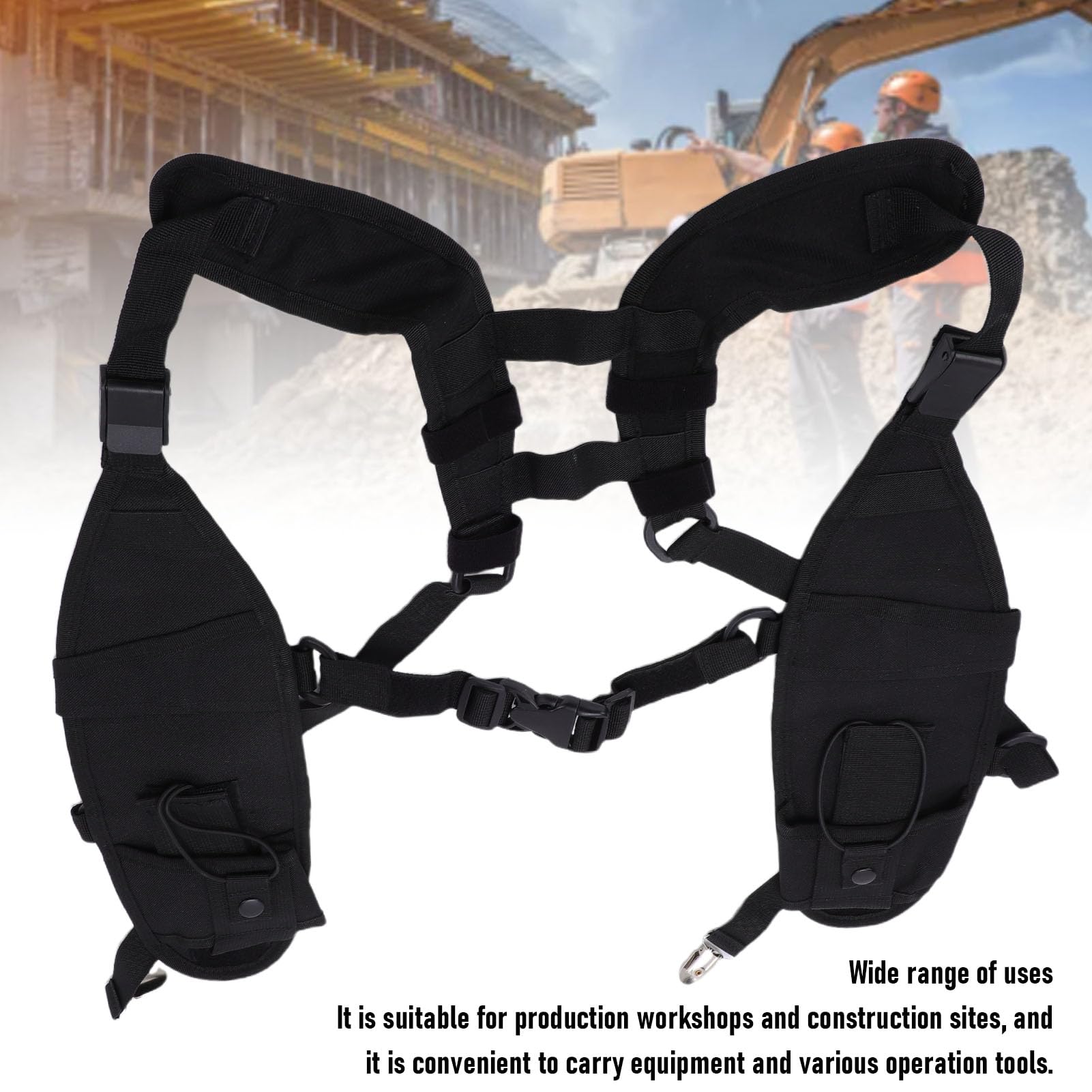 Jectse Gilet per Imbracatura Toracica per Radio Gilet per Radio con Tracolla Spallacci Regolabili Fibbie a Sgancio Rapido Tasche Multiple di Sospensione Doppio per Costruzioni