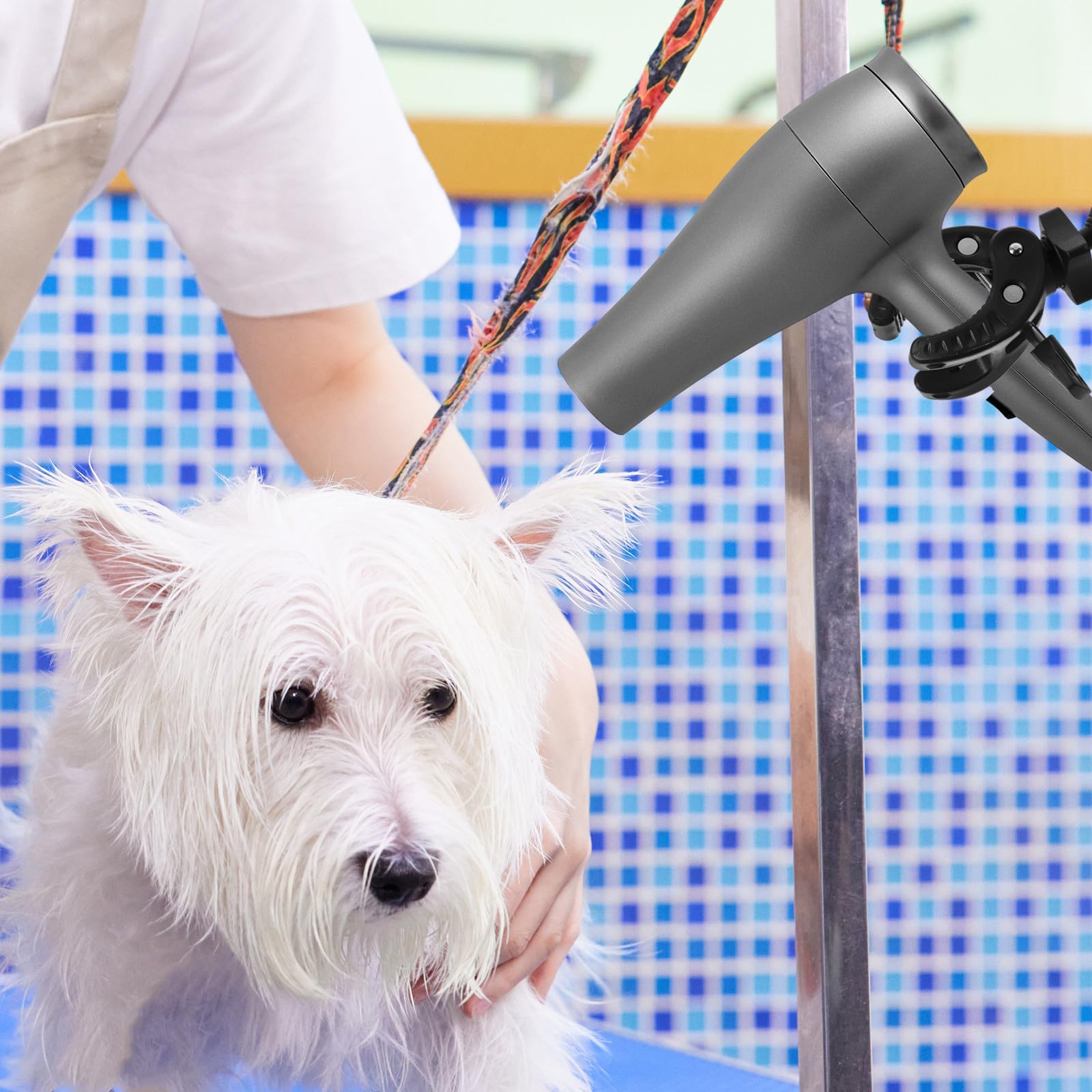 Supporto per Asciugacapelli per Toelettatura Cani Regolabile 360° Nero