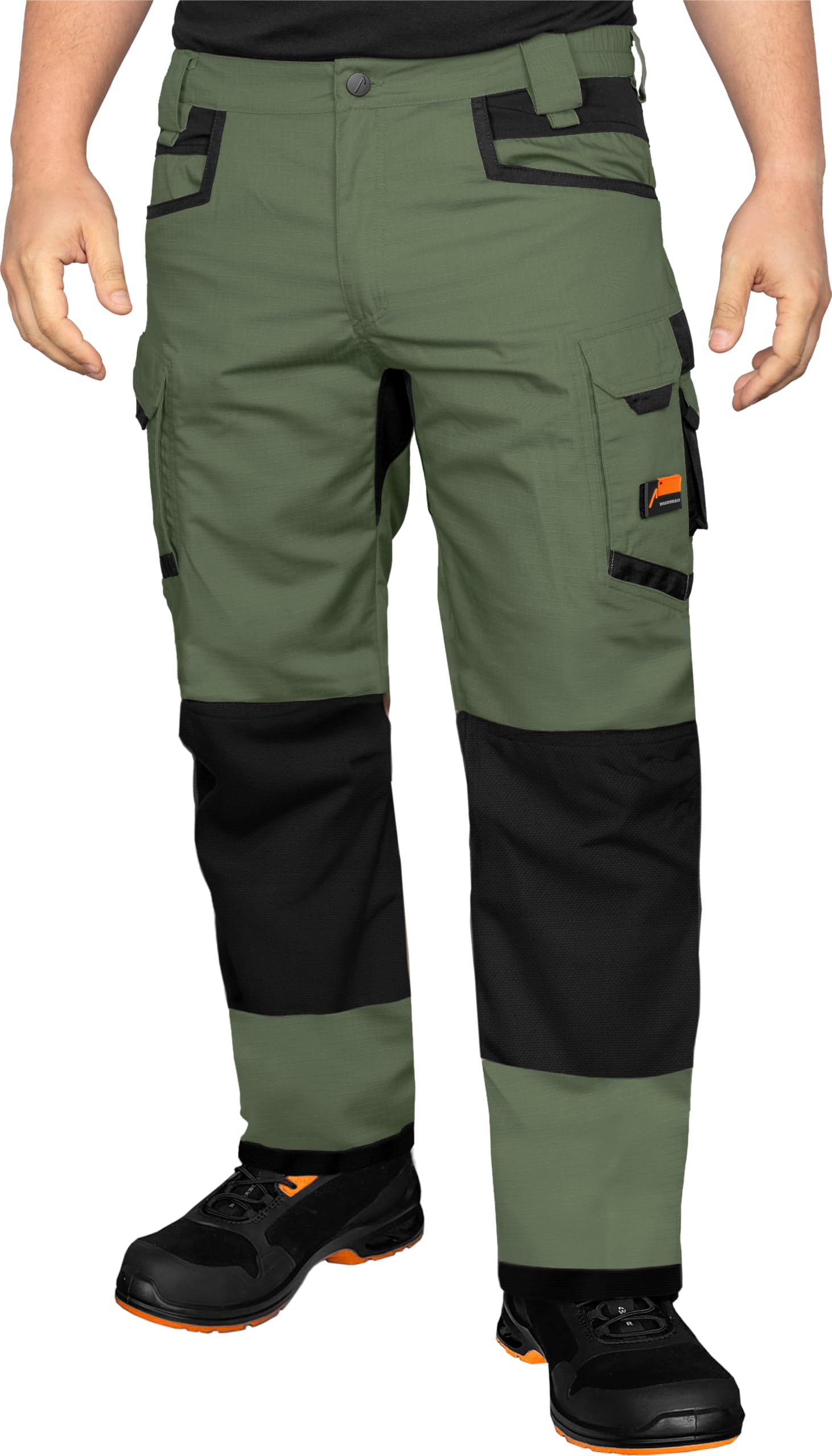 ACE Constructor plus Pantalones de trabajo cortos para hombre - Pantalones de trabajo para hombre con bolsillos cargo y cintura elástica para el verano