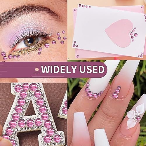 Miniatura 4 de 3090 calcomanías de diamantes de imitación de cara rosada, gemas autoadhesivas para el cabello, joyas faciales para maquillaje, calcomanías de