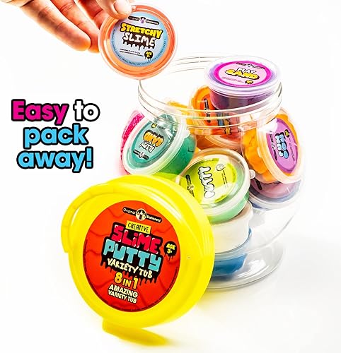 Miniatura 6 de Original Stationery Paquete variado de masilla, colores surtidos, 6 estilos de masilla prefabricada y 8 compuestos divertidos, kit de slime de