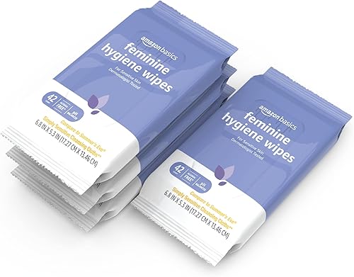 Amazon Basics Toallitas de higiene femenina, sin alcohol, pH equilibrado, probado por ginecólogos, aroma fresco, 168 unidades (4 paquetes de 42)