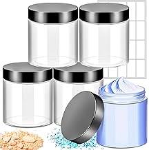 MotBach 4 Pack 16oz Plastic Jars with Lids, 480ml Round Clear Cosmetic Containers Makeup Jars, Travel Size Container Jar for Makeup Lotion Cream Sample Salve Ointment Travel Storage Beauty Products