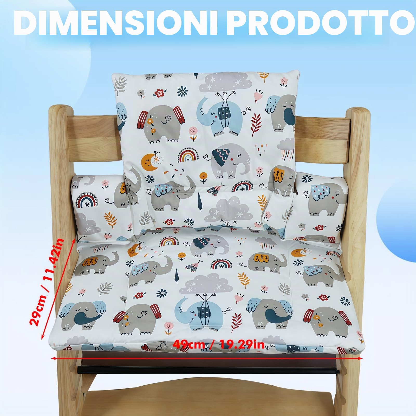 Cuscino per Seggiolone per Bambini per Stokke Tripp Trapp, Set di 2 Cuscini Impermeabili per Seggiolone, Cuscino Seduta Morbido Rimovibile per Neonati, Facile da Pulire, Facile da Fissare
