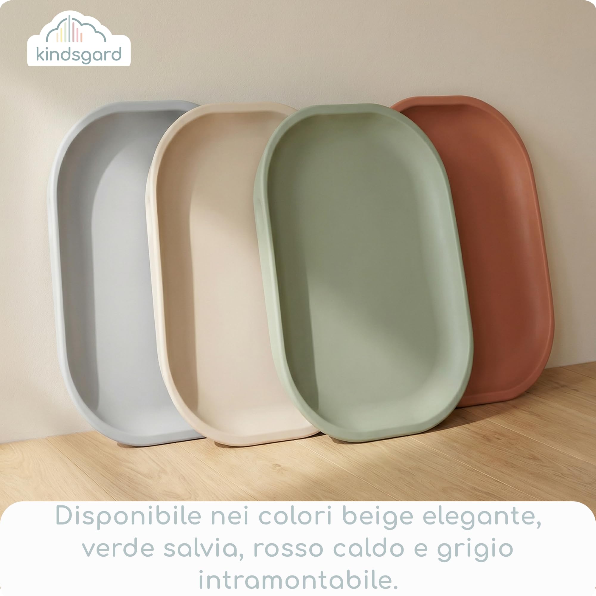 kindsgard Fasciatoio "Skifte" - Morbido tappetino fasciatoio in PU con bordo rialzato, lavabile, igienico, privo di sostanze nocive - 68,5 x 48 cm - per fasciatoio, cassettiera, lavatrice o pavimento
