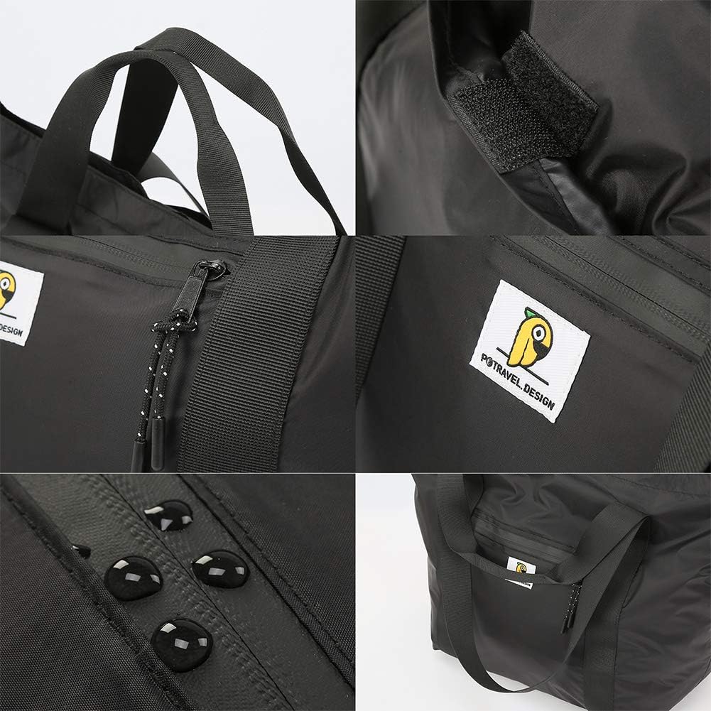 VanFn Duffle Bags, Foldable Travel Totes Duffel Bag, Lightweight Gym Bags, Outdoor Weekend Bag, Luggage Duffle Backpack, Sports Shoulder Handbag For Men & Women, P.Travel Series (Black)