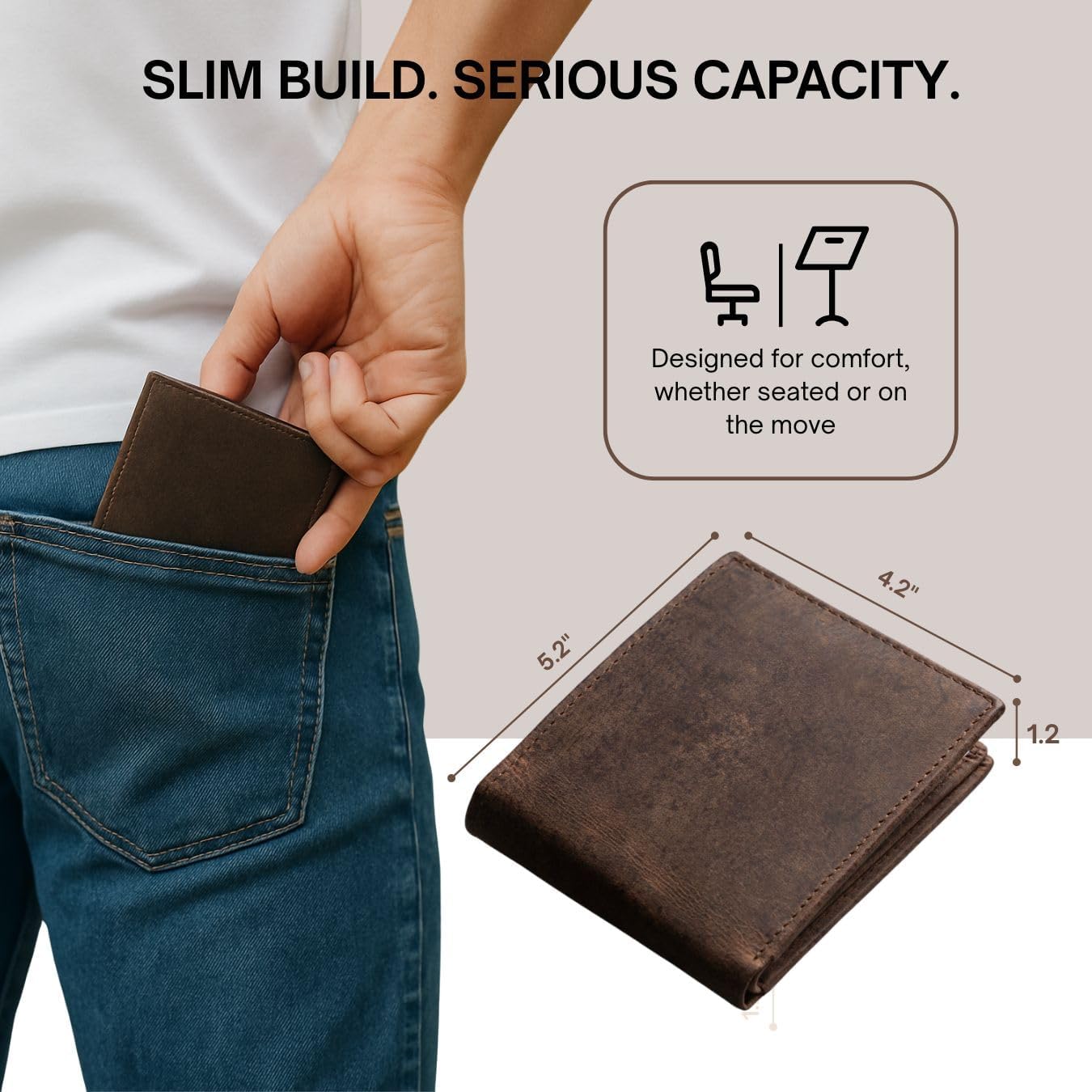 ALIKA Genuine Hunter Leather Wallet for Men | RFID Blocking | Soft and Stylish Bifold Wallet with 8 Credit Card holder, 2 ID slots and 2 Cash Pockets | Chocolate - Image 8