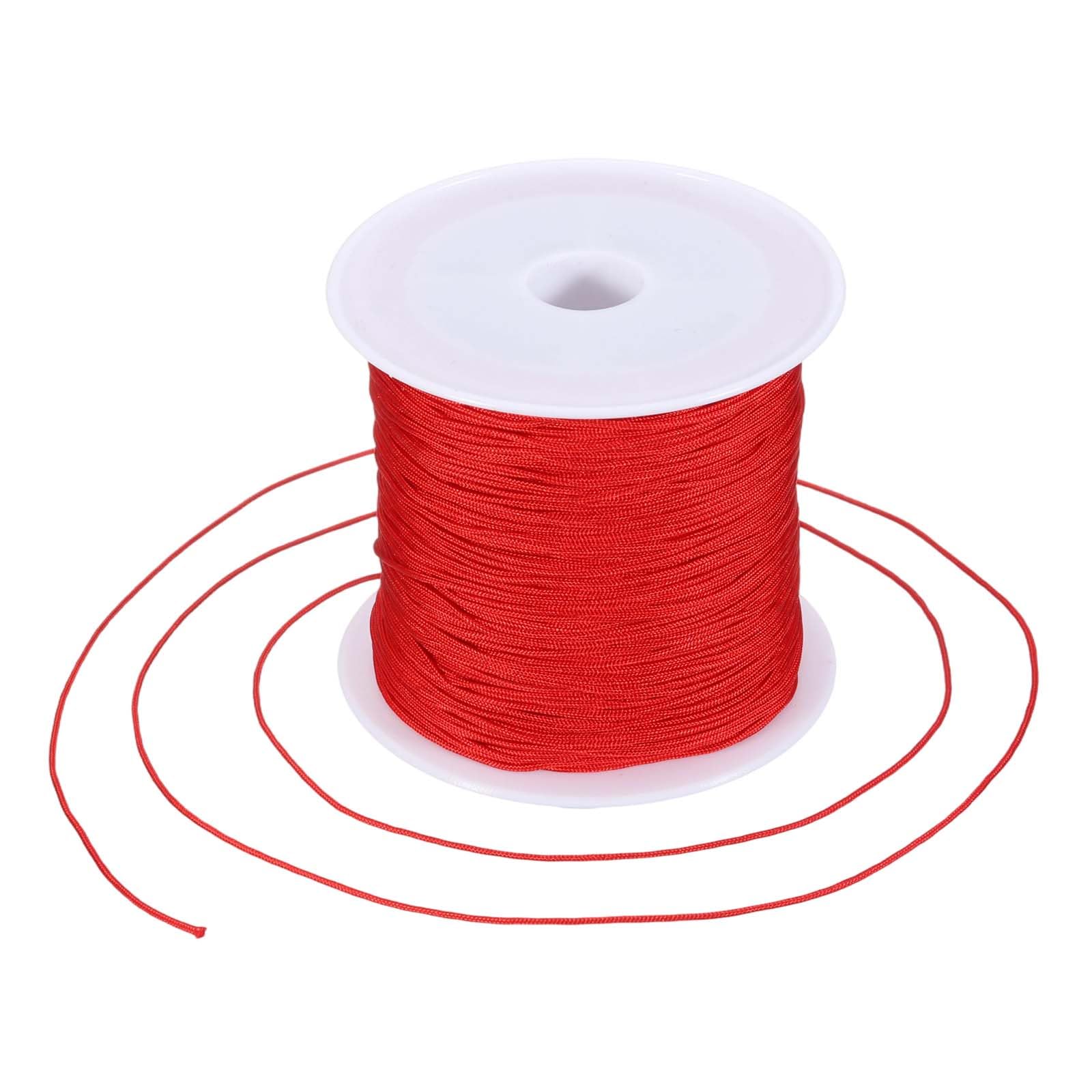 sourcing map 0.6mm Nylon String for Bracelets, 44 Yards Thread Red