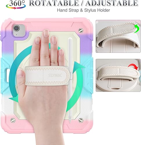 Miniatura 23 de SEYMAC stock Funda para iPad Air de 5ª/4ª generación/Pro 11 (4ª/3ª/2ª) con protector de pantalla para bolígrafo, correa de mano giratoria de 360°