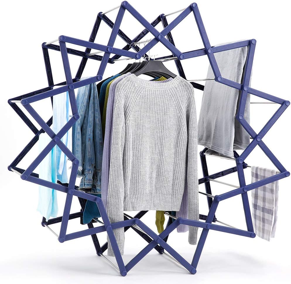 Rackaphile Expandable Outdoor Clothes Airer Multifunctional Star-Shaped Laundry Drying Rack, Folding Indoor Drying Rack Shoe Rack Plant Stand,10X Drying Space, Perfect for Small Spaces, Purple