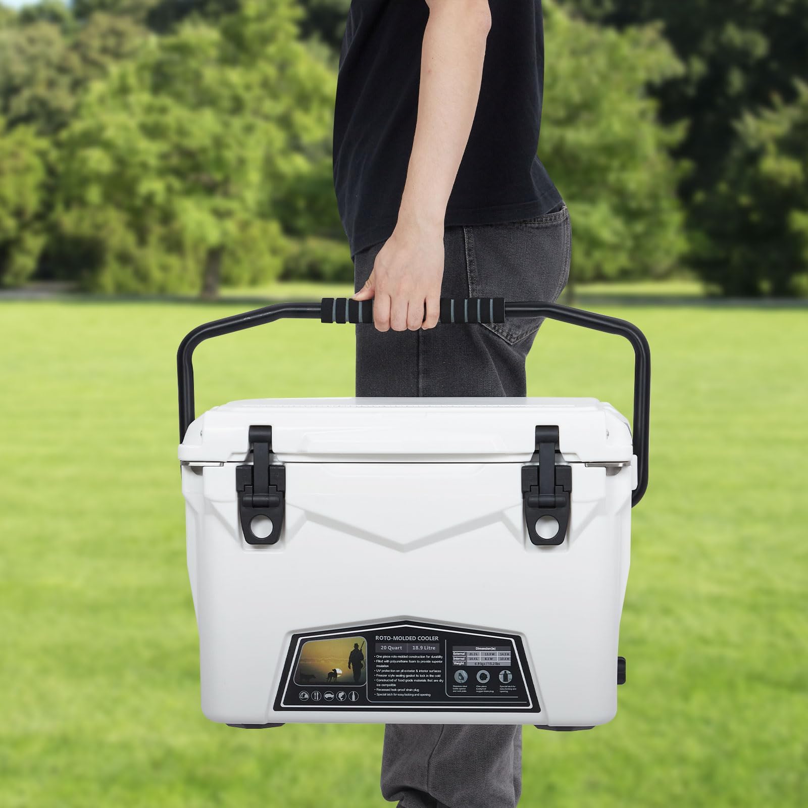 Garvee Kühlbox Passiv – Hochleistungs-Thermobox Für Camping, Angeln & Outdoor – Robuste Eisbox Mit PE-Isolierung & Auslaufschutz – Isolierbehälter Für 3–5 Tage Eishaltung, Weiß | Ergonomischer Tragegriff & rutschfeste Standfüße Unverwüstliches rotationsge