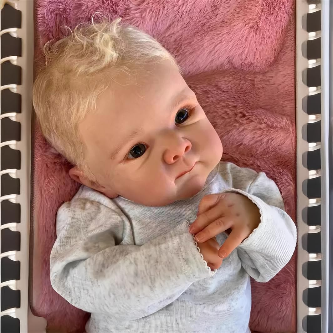 MAIHAO Realistic Reborn Baby Dolls 19 Inch Lifelike Blonde Blue Eyes Girl Soft Body That Look Real Life Newborn Baby Dolls Real Baby Girls Reborn Doll High-end Gift for Kids Age 3+ - Image 3