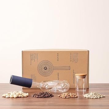 Portable Glass Coffee Bean Roaster, 11.81 * 5.91 * 3.54in | High borosilicate glass, Manual home coffee roasting kit, Suitable for small batch roasting of nuts and coffee beans