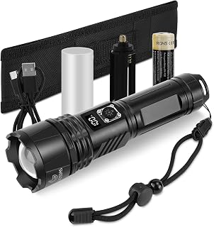 Gosdas LED Flashlight High Lumens Rechargeable, Super Bright Handheld Flashlights, 20000 Lumens Flash Lights with Waterproof, 5 Modes, Adjustable for Camping, Hiking, Emergencies Gift