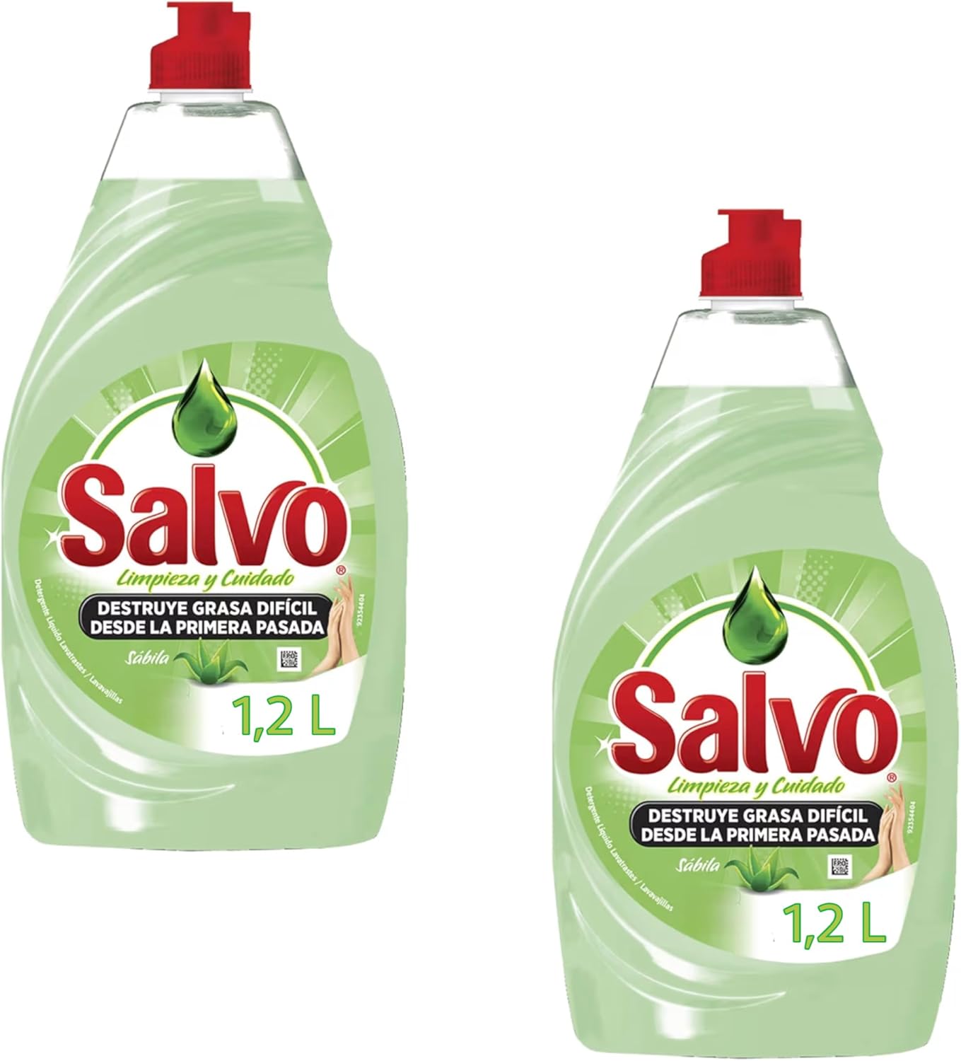 SALVO Liquid Dish Detergent with Aloe Vera, 1.2L, 2 Pack