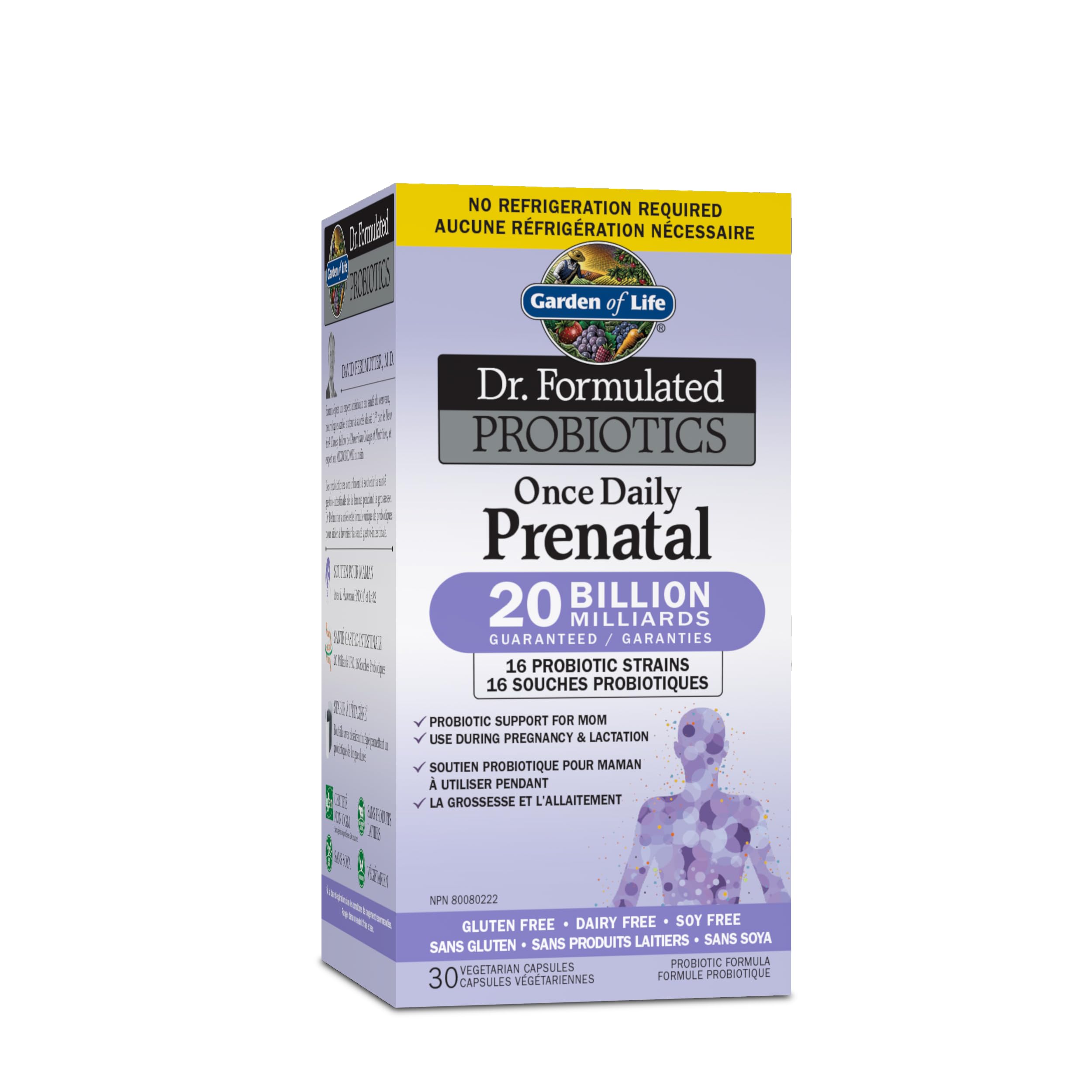 Garden of Life Dr. Formulated Probióticos Diarios Prenatales - Fórmula para Salud Digestiva y Soporte Inmune - 30 Cápsulas Vegetarianas