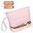 Ethereal Small Makeup Bag, Cute Puffy Travel Makeup Organizer Bag for Women Daily Double Layer Cosmetic Bag Portable Makeup Brush Bags, Pink