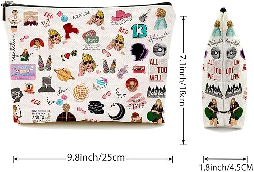 Lmvnoop Bolsa de maquillaje para fanáticos de TS, bolsa de cosméticos para cantantes, bolsa de maquillaje inspirada en álbumes para fanáticos de TS,