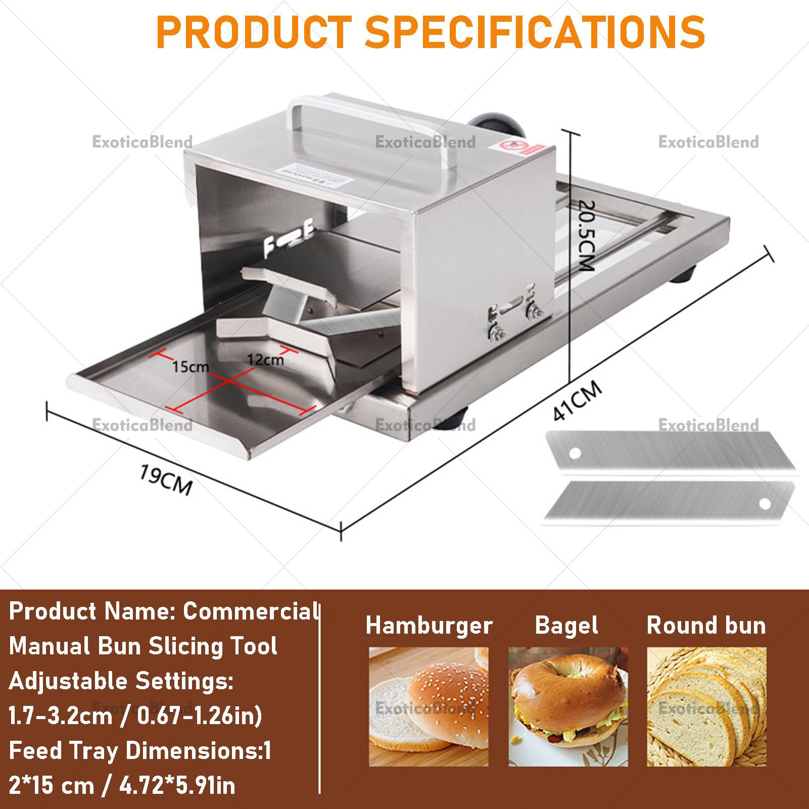 Cortadora de Pan y Bagels Comercial, Cortadora de Pan y Hamburguesas, Herramienta Manual Grande para la Cocina