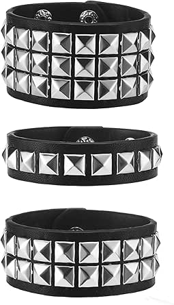 80s leather bracelet| Rock n roll black studded cuff bracelet| unisex jewellery main image 0