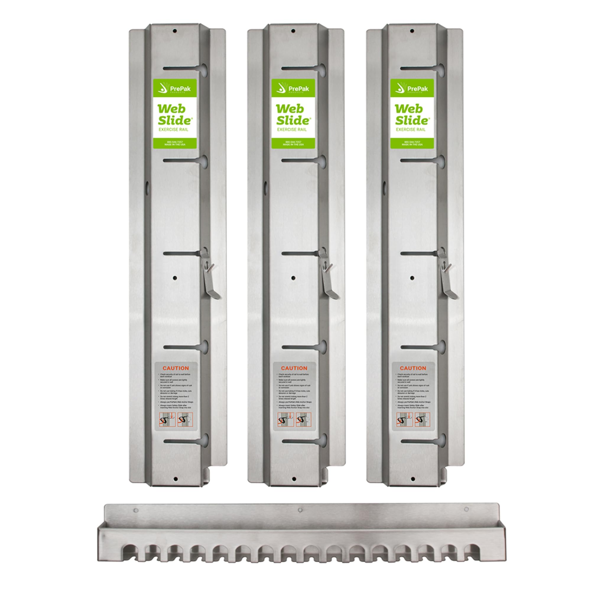 Web Slide 3-Pack Basics Rail System with Storage Rack, Stainless Steel - Perfect for Dynamic Warm-ups, CrossFit, Stretching, and Strength Building - Physical Rehab Equipment for Clinic, Home, or Gym