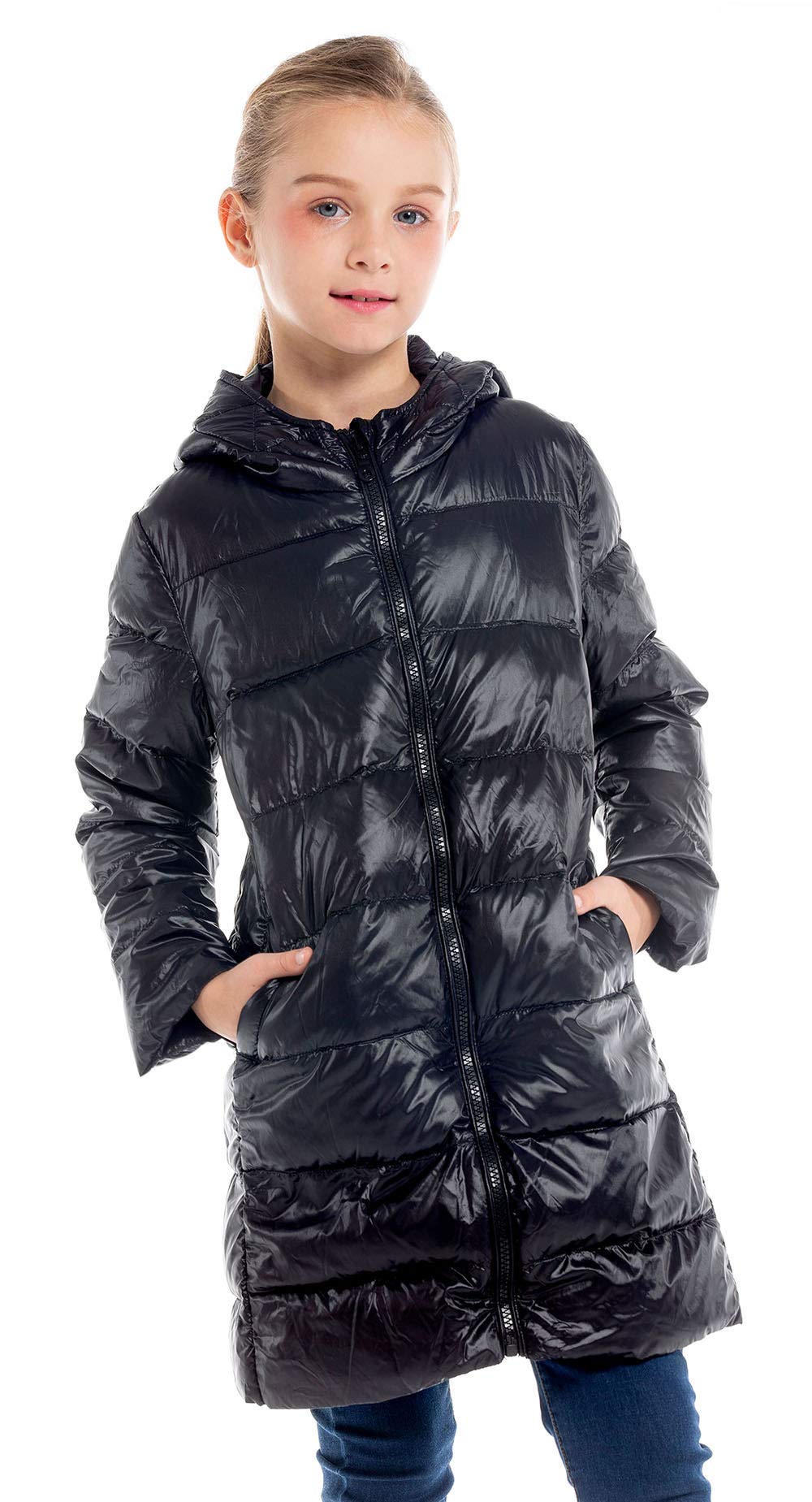 IKALI Kids Winter Jacket Boys Girls Puffer Hooded Coats Lightweight Outwear