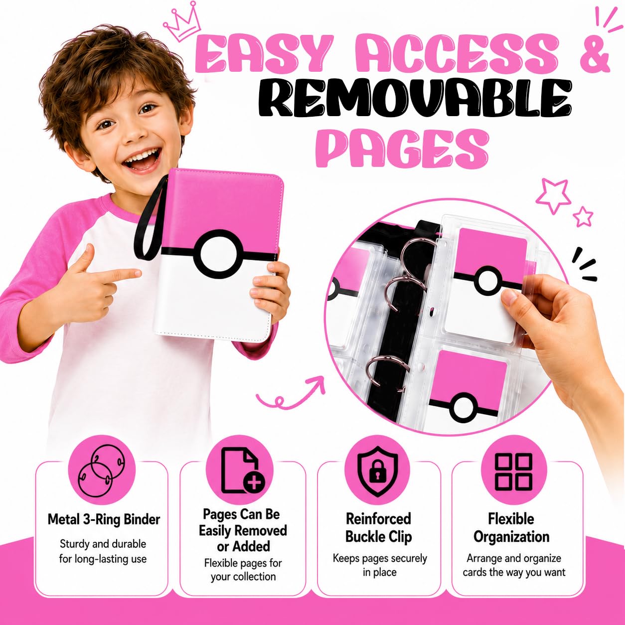 Carpeta para tarjetas coleccionables de 400 bolsillos con 50 fundas extraíbles, álbum coleccionista de tarjetas con cremallera, portatarjetas portátil para tarjetas deportivas, tarjetas de juego
