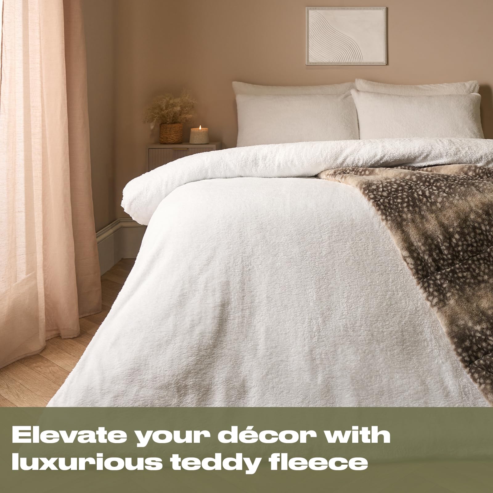 Teddy Fleece Dekbedovertrek Wit Eenpersoons 140x200/220 Cm - Luxe Teddystof Heerlijk Zacht