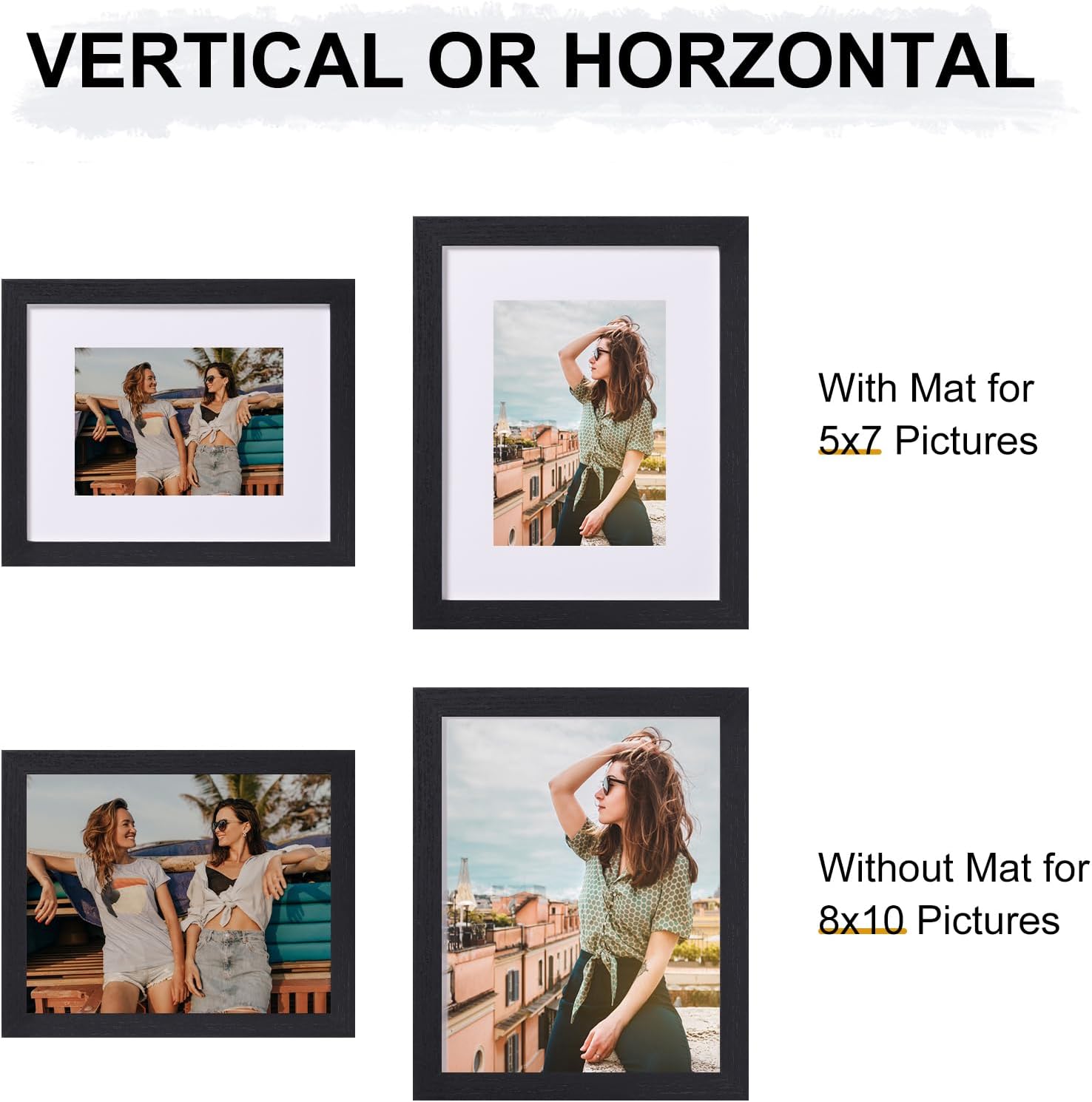 Vittanly Set of 9 Black 8x10 Picture Frames and Set of 2 Gold 8x10 Picture Frame