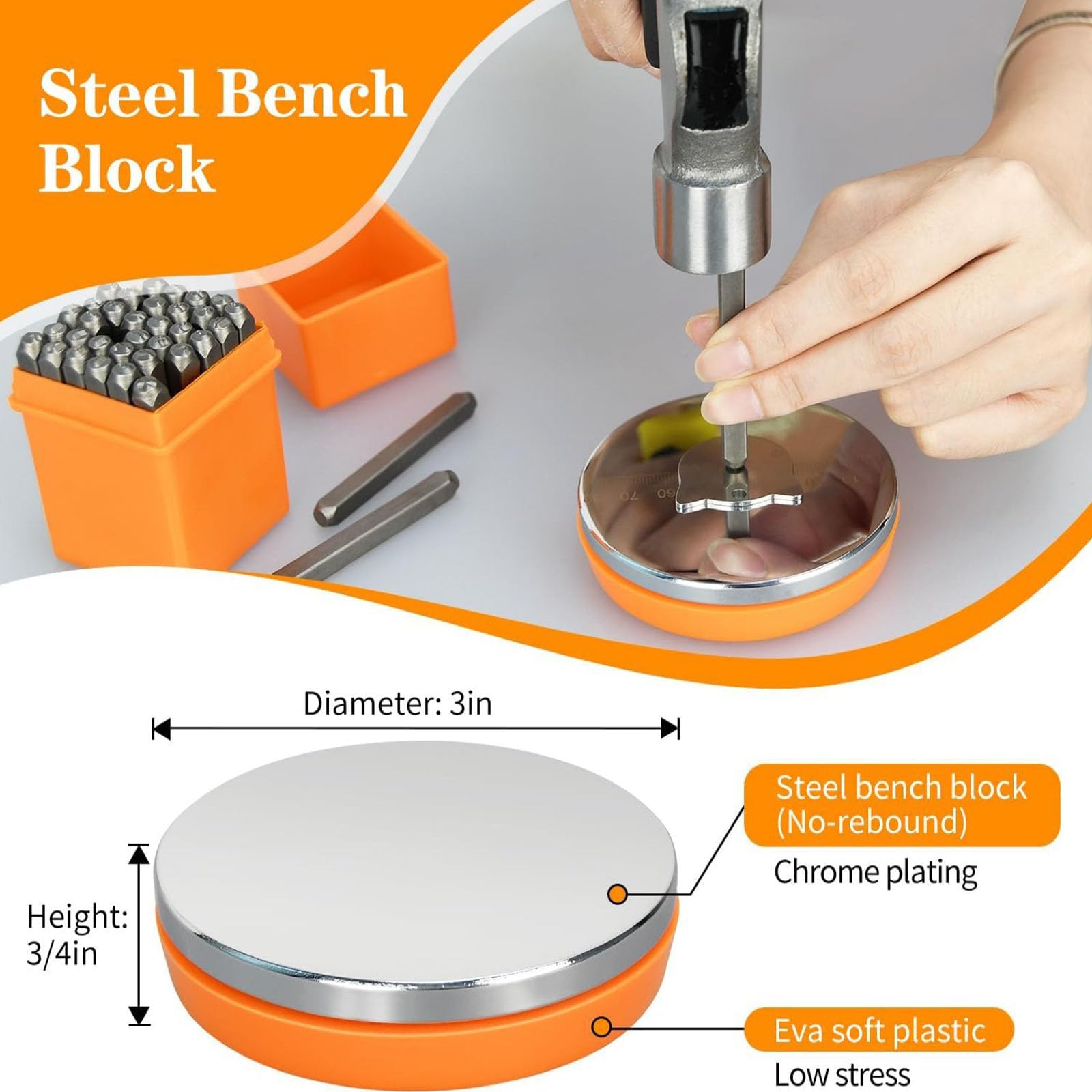 Robusto set strumenti per stampaggio metallo per la creazione gioielli con impugnatura ergonomica e custodia Punzoni in metallo resistenza
