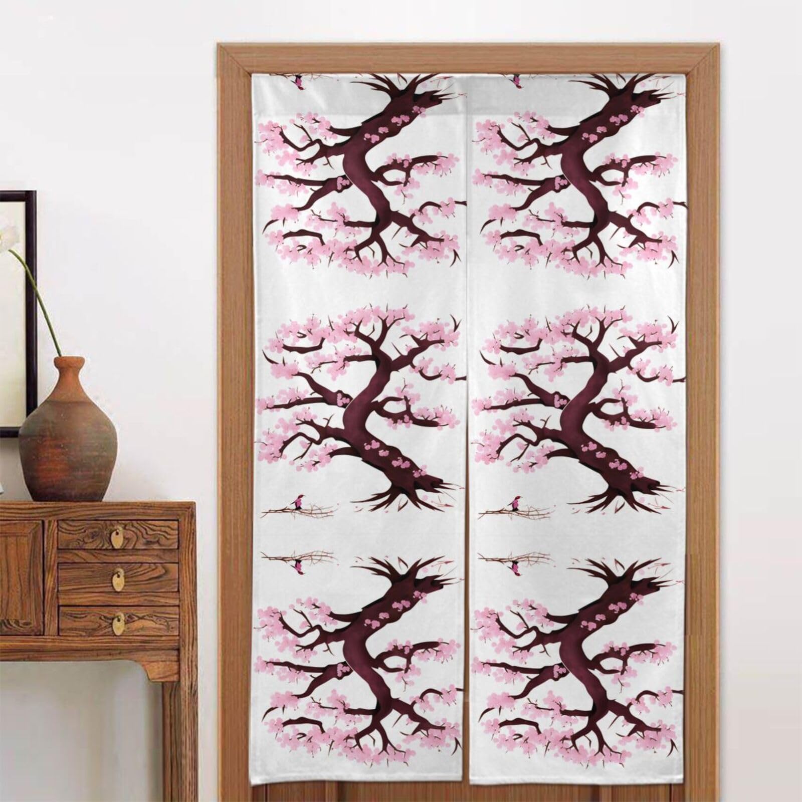 CNTDBU Cherry Blossoms Tree Door Curtain 34x56 Inch-Room Divider Panel for Privacy, Entryway Screen for Kitchen Bedroom