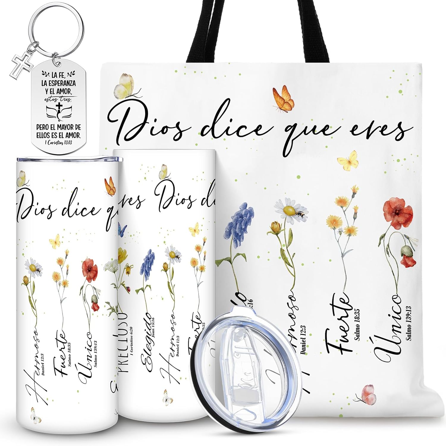 Christian Gifts for Women Faith Religious Spiritual Inspirational Gift Mothers Day Christian Tumbler Bible Tote Bag Regalos Cristianos En Espanol for Mom Sister Wife(Dios Dice Que Eres)