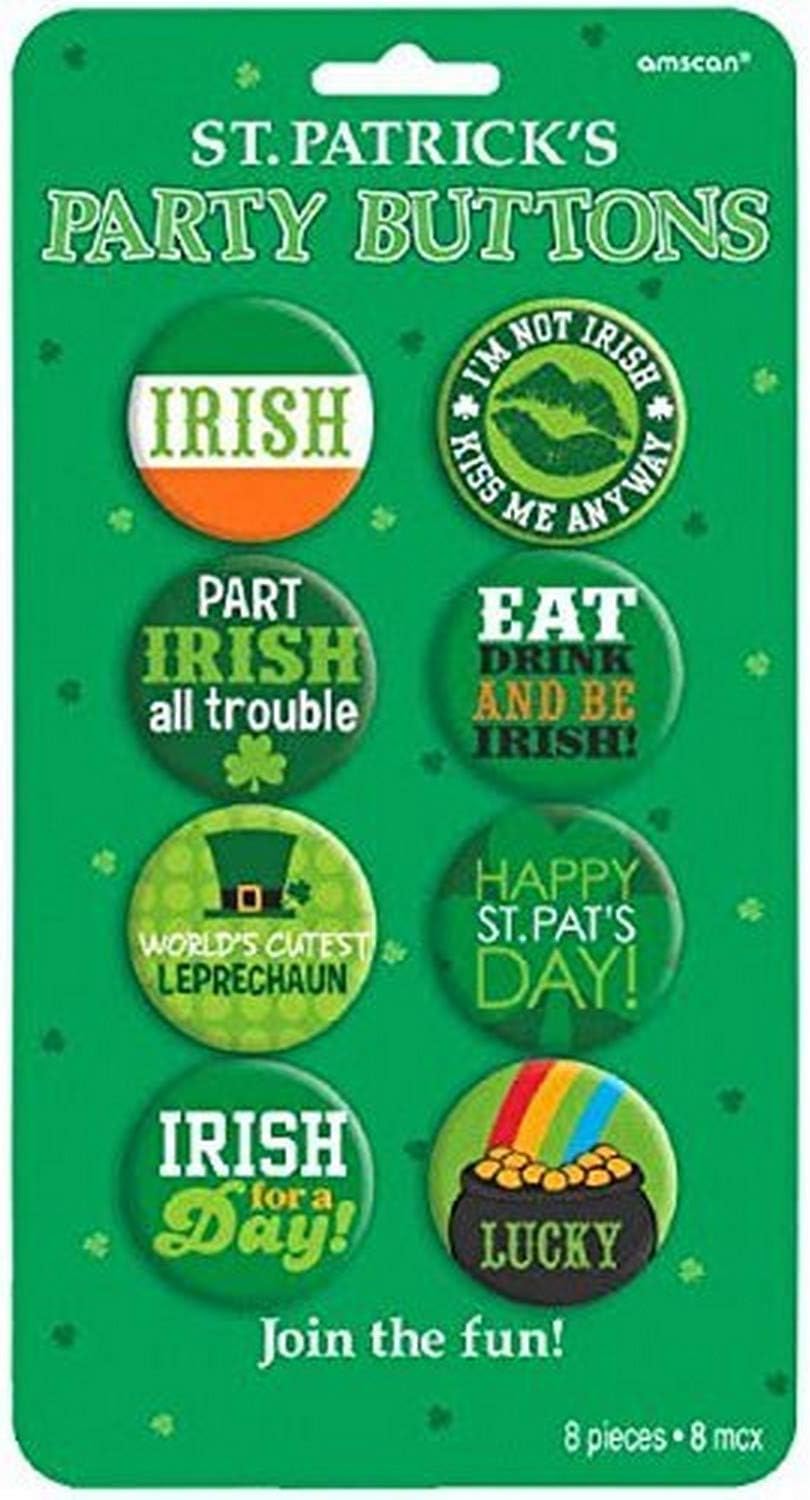 Amscan St. Patrick's Badges Party Accessory-8 Pcs