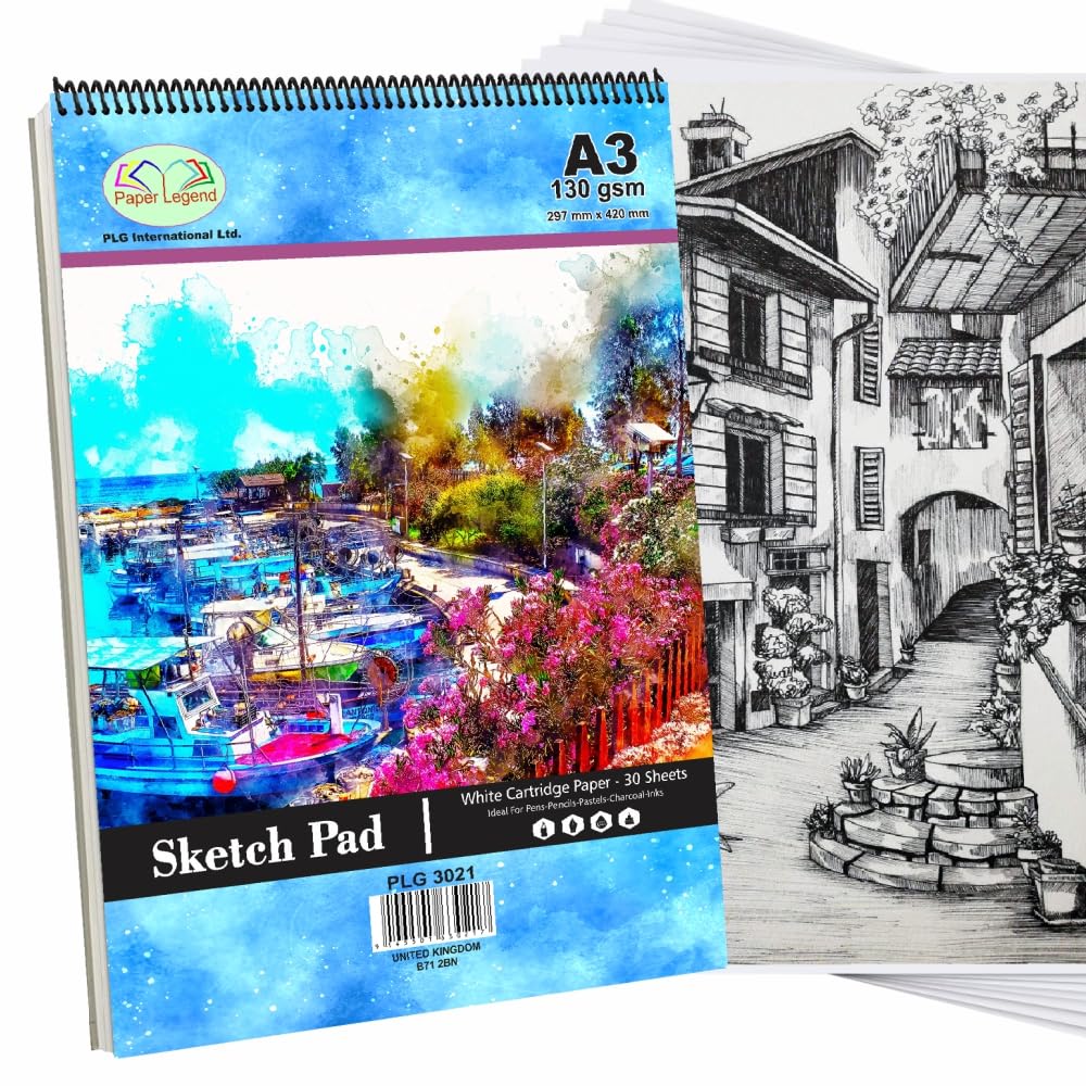M1ss White A3 Sketch Pads Spiral Book 130 Gsm Cartridge Paper Drawing Pads Art Book For Artist School Home Activity Acid-Free