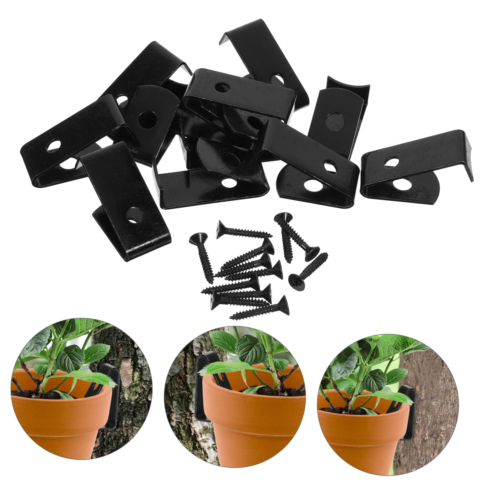 Ciieeo 2 Ensembles Crochets Pour Pots De Fleurs Crochets En Métal Clips Pour Pots De Fleurs Clips Pour Jardinières Supports Muraux En Métal Supports Muraux Pour Plantes 12 pièces * 2