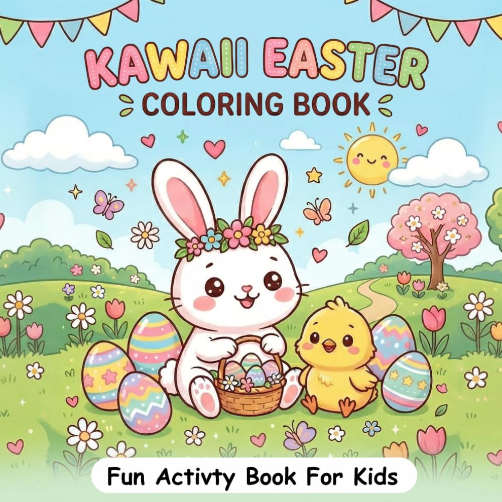 Kawaii Easter Coloring Book for Kids Ages 3-6: Cute Bunny, Chick & Easter Egg Coloring Pages | Easy Bold and Simple Designs for Toddlers, Preschool & Beginners
