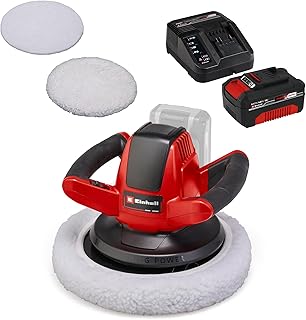 Einhell Akku-Autopoliermaschine CE-CB 18/254 Li Power X-Change (Li-Ion, 18 V, 2.500 U./Min., Überlastschutz, inkl. 1x Textil-Polierhaube, 1x Synthetik-Polierhaube, 1x 4,0 Ah Akku und Ladegerät)