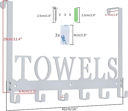 Miniatura 3 de Ganchos para colocar sobre la puerta, toallero para baño, ganchos para toallas de baño, colgador de toallas de baño para dormitorio, cocina,