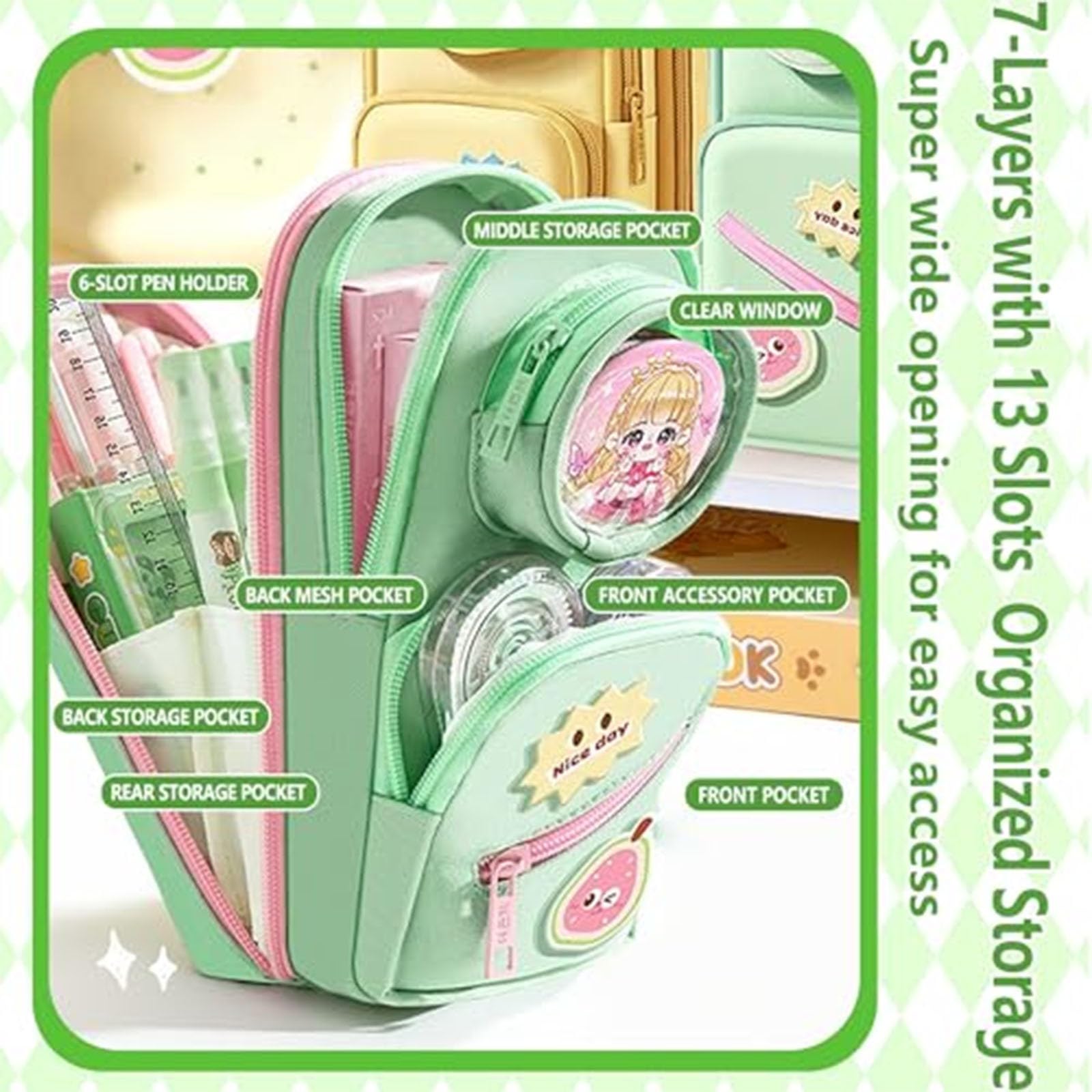 Estuche para lápices para niñas y niños, estuche de gran capacidad, organizador de papelería de diseño estético, ideal para suministros escolares y de oficina